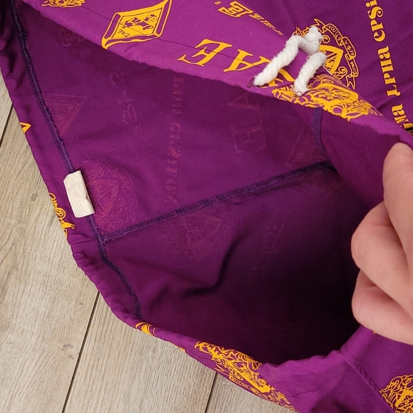 SALE!SAE Sigma Alpha Epsilon Purple Gold Large Vtg Casual Mens Drawstring Shorts - Picture 9 of 10